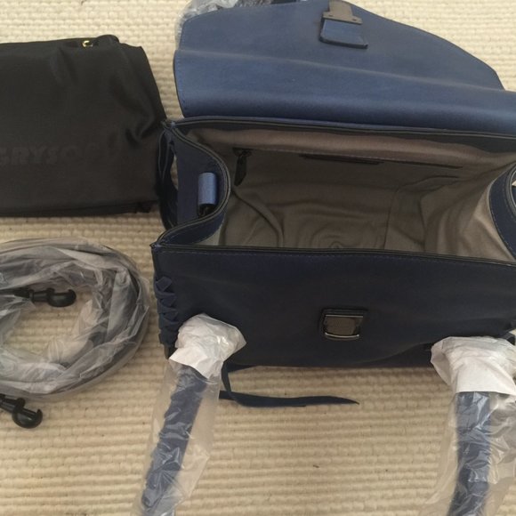 Joy Gryson Belted Strap Whipstitch Blue Nyla Satchel Bag - Picture 5 of 8